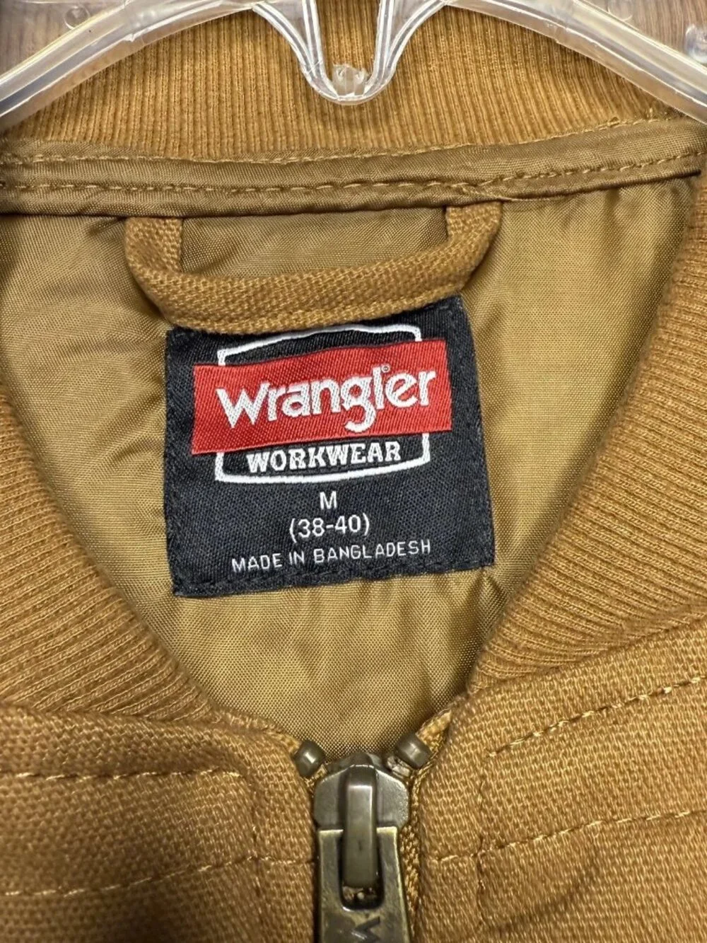 Workwear Gorpcore Wrangler Mens Medium Brown Quilted Full Zip Utility Vest